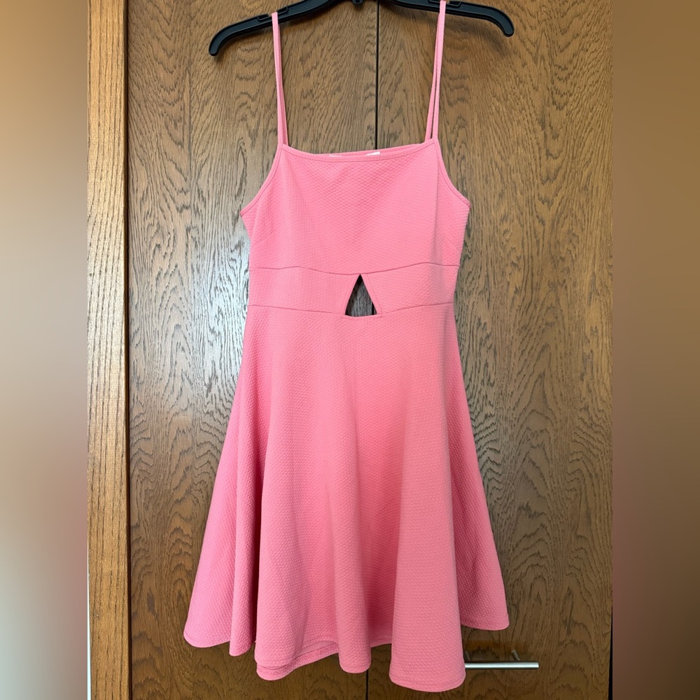 Oh My Love Coral Pink Textured Dress